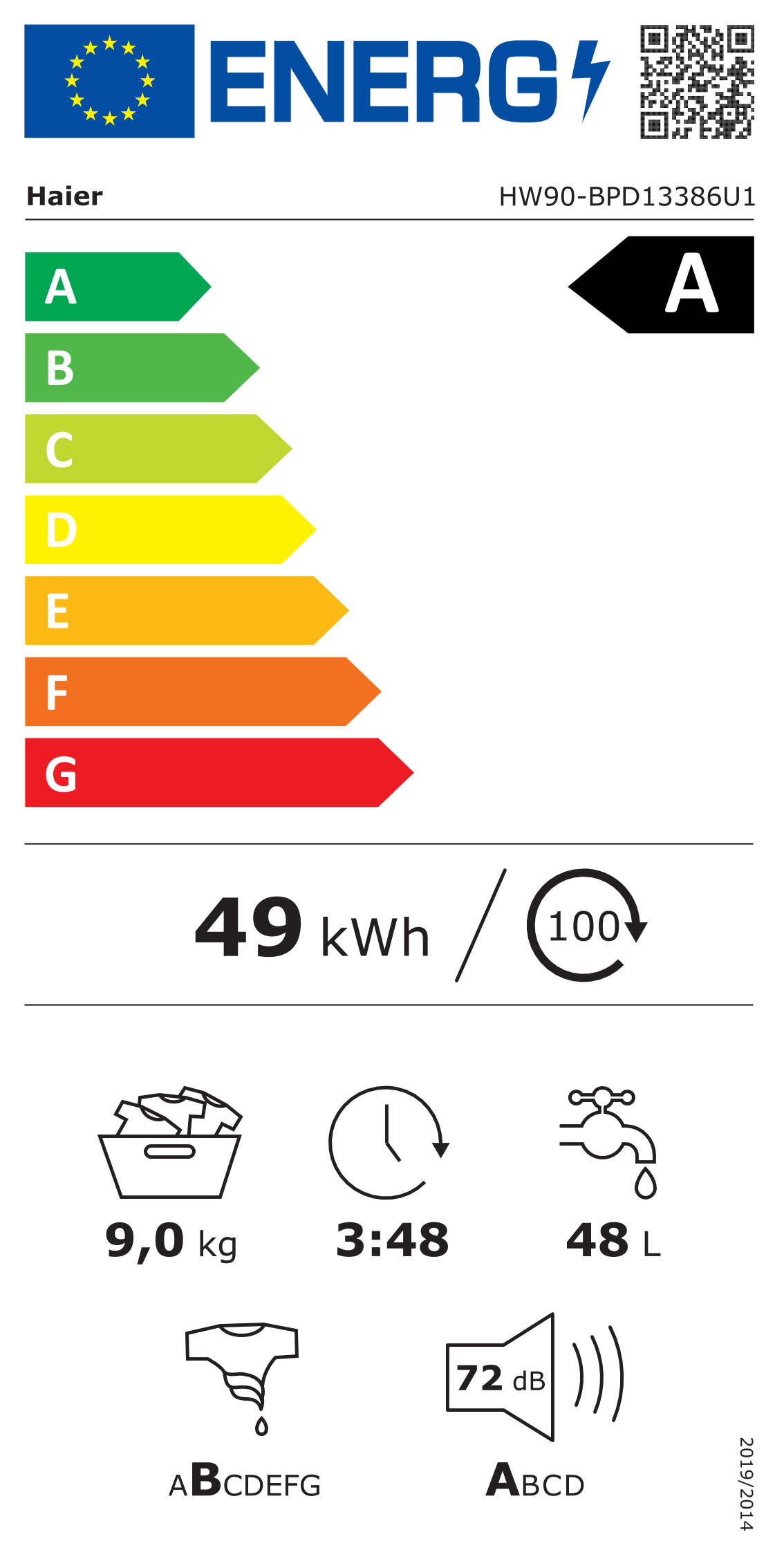 Lave-linge top connecté Haier HW90-BPD13386U1 - 9 kg