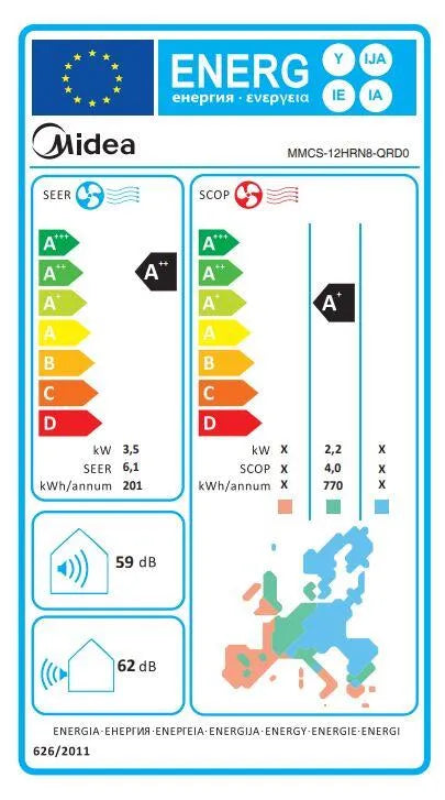 MIDEA Climatiseur PortaSplit Mobile Silencieux 4-in-1 - 12000 BTU - 3,5kW - [Classe énergétique A++]
