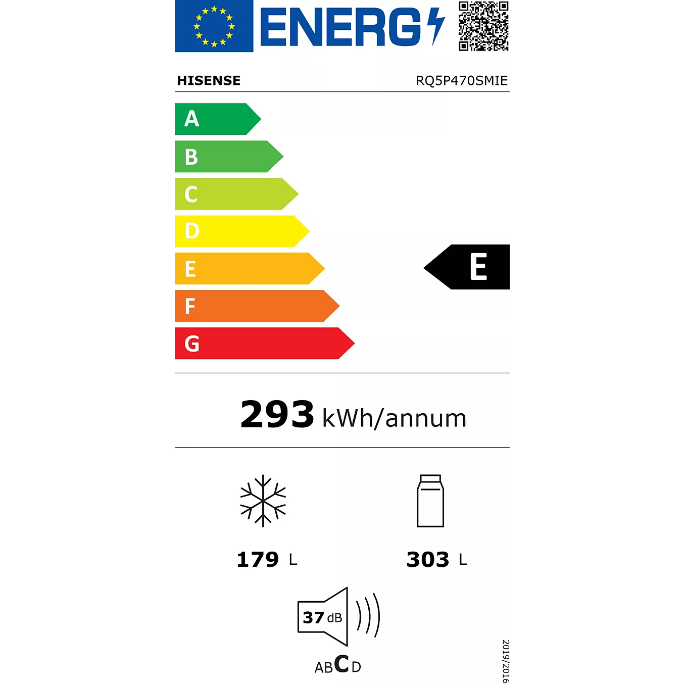 Réfrigérateur 4 portes connecté HISENSE RQ5P470SMIE 482L