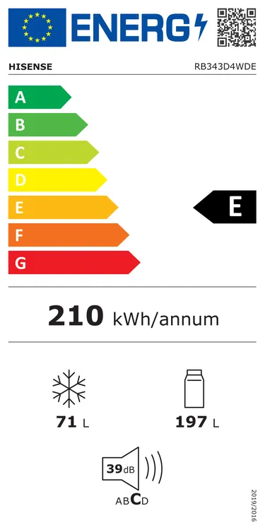 Réfrigérateur combiné HISENSE RB343D4WDE - 268L - Silver
